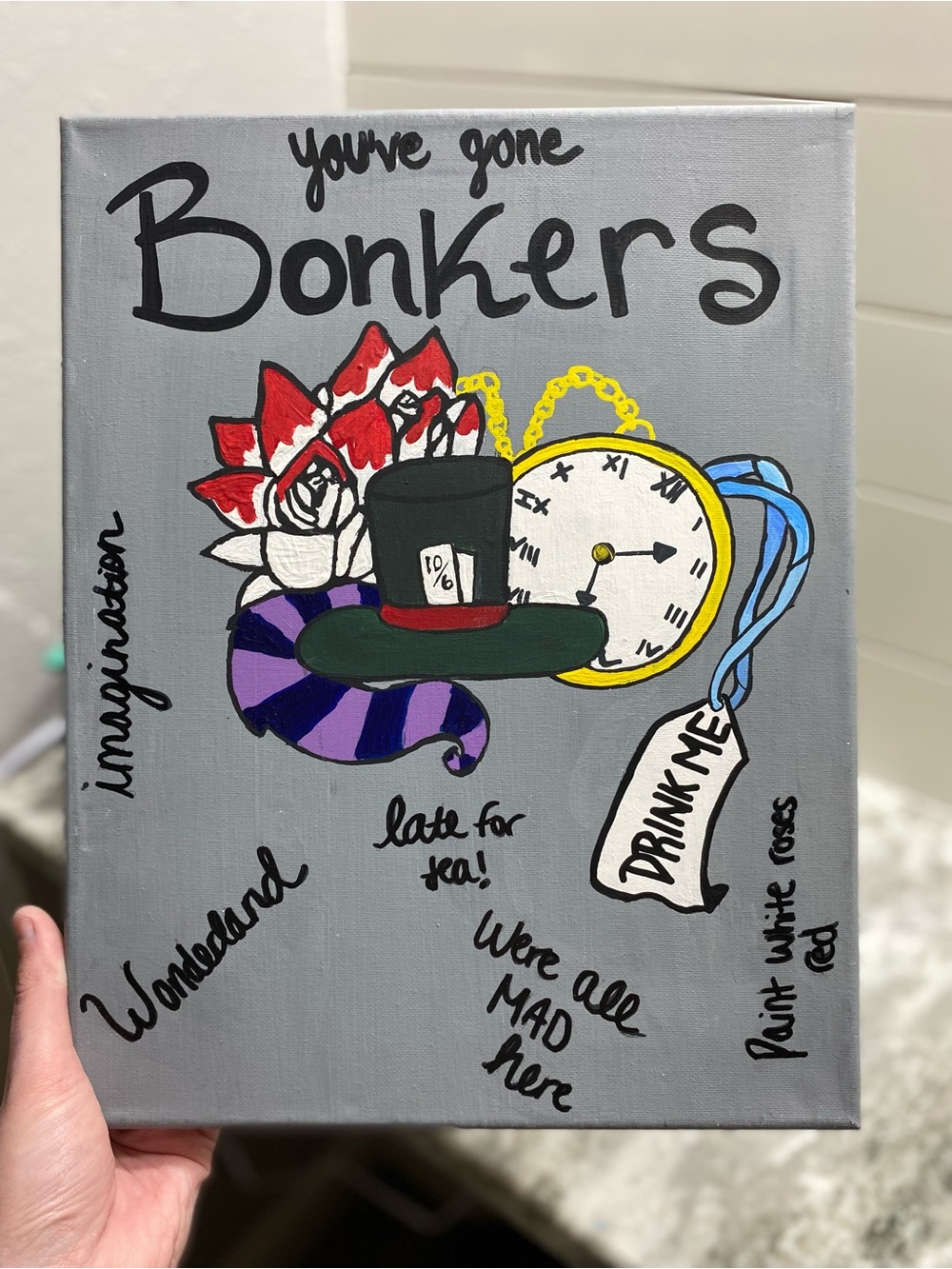 Hand Crafted Wonderland Art with Red and Purple Accents - Picture 2 of 5